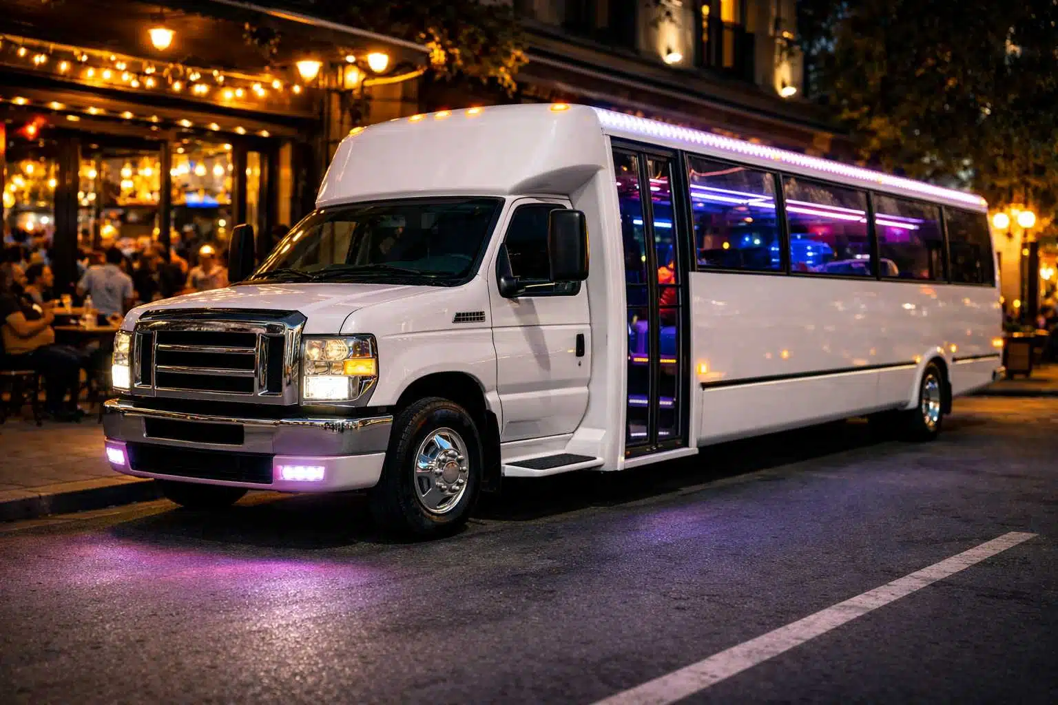 Luxury White Party Bus Rental in Cedar Park Texas