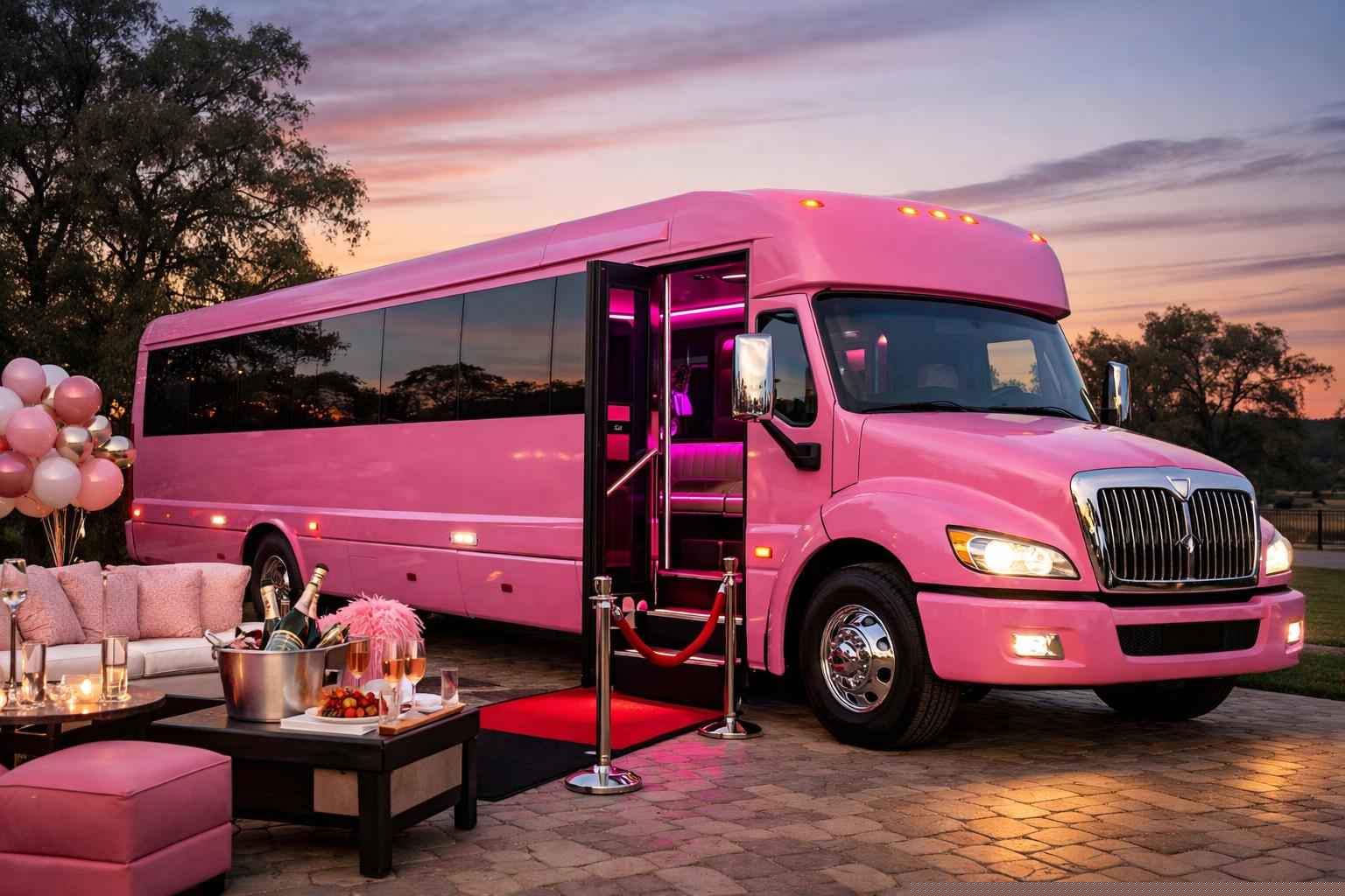 Bastrop Texas Pink Party Bus Rental