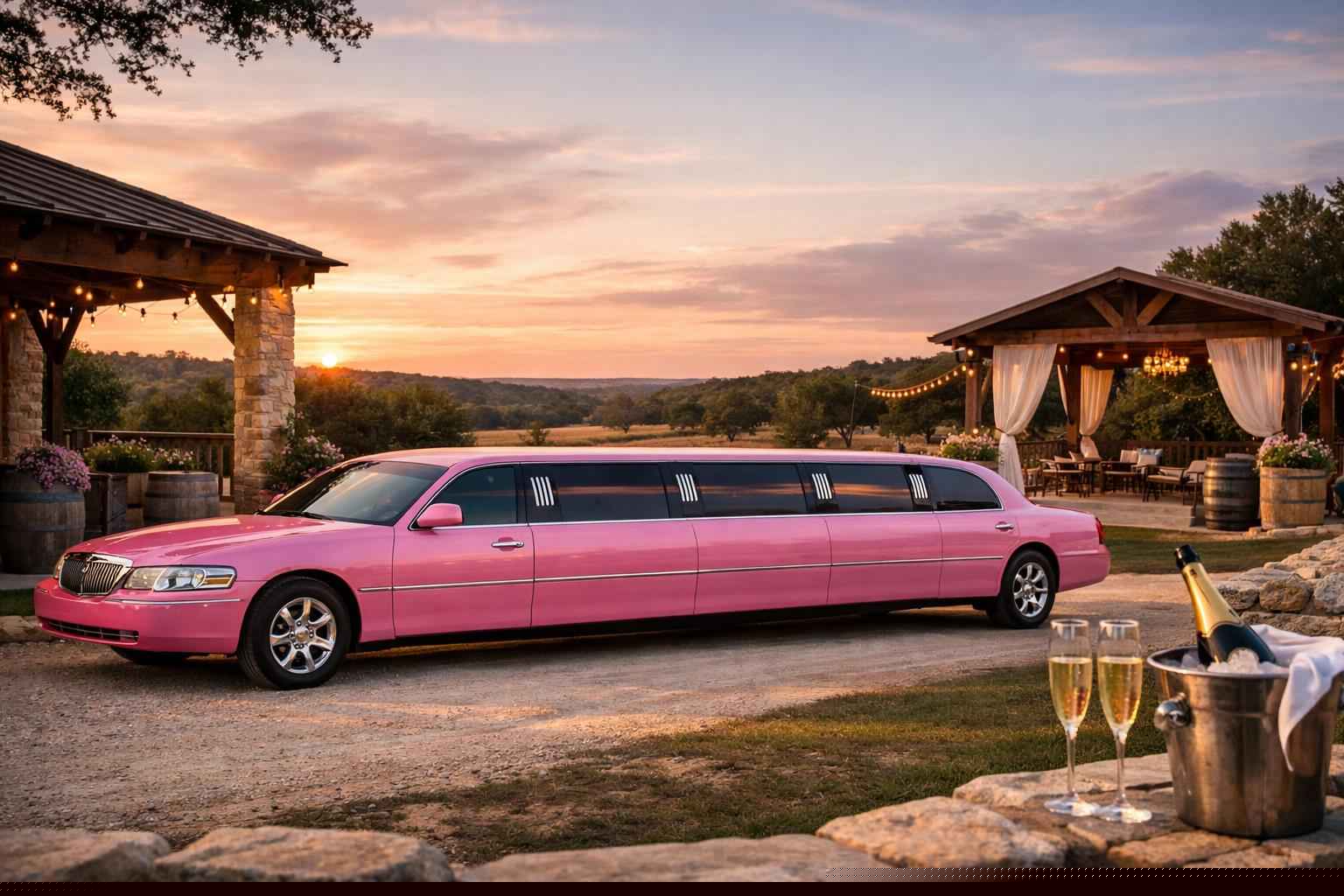Best Pink Limo Rental in Dripping Springs Texas