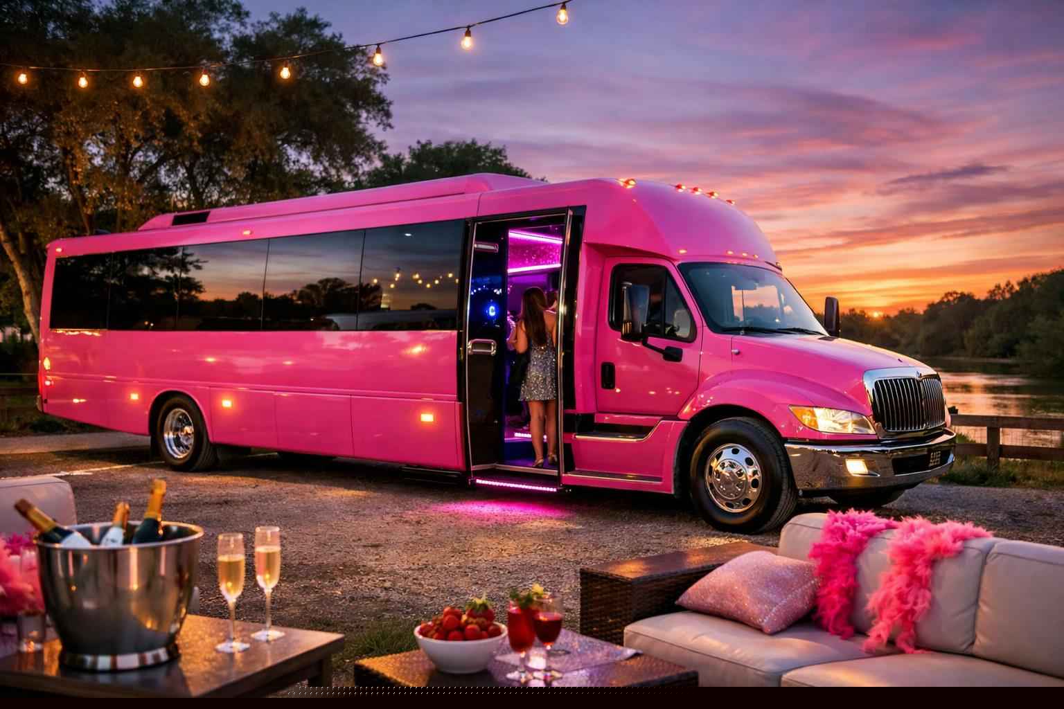 Best Pink Party Bus Rental in Bastrop Texas