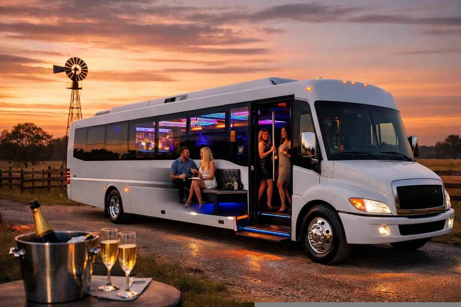 Best White Party Bus Rental in Elgin Texas