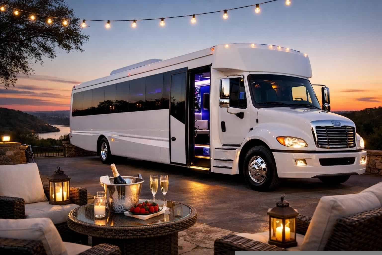Best White Party Bus Rental in Liberty Hill Texas