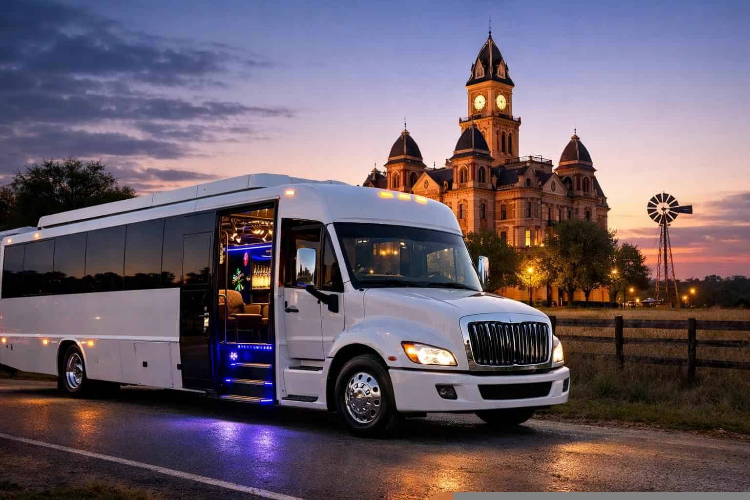 Best White Party Bus Rental in Lockhart Texas
