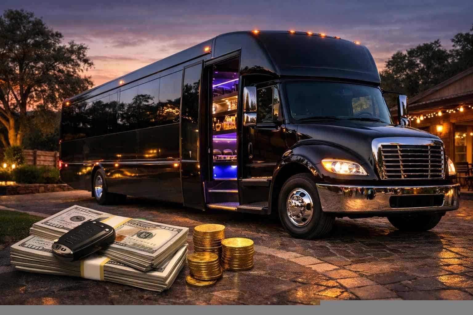 Black Party Bus Rental Prices in Bastrop TX