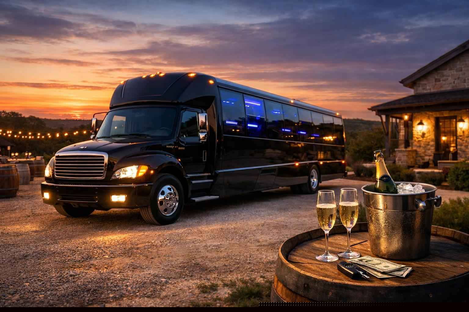 Black Party Bus Rental Prices in Dripping Springs TX