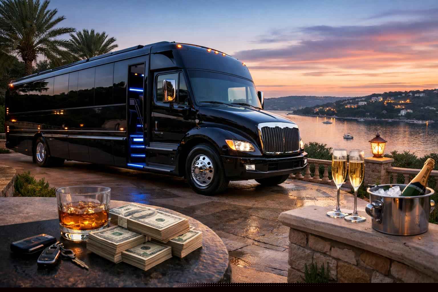 Black Party Bus Rental Prices in Lakeway TX