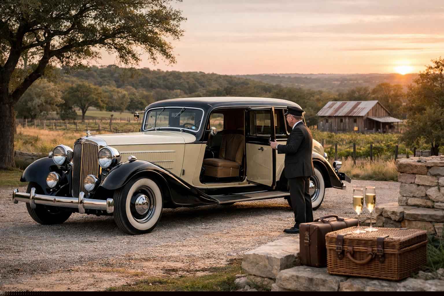 Dripping Springs Texas Antique Vehicle Rental with Driver