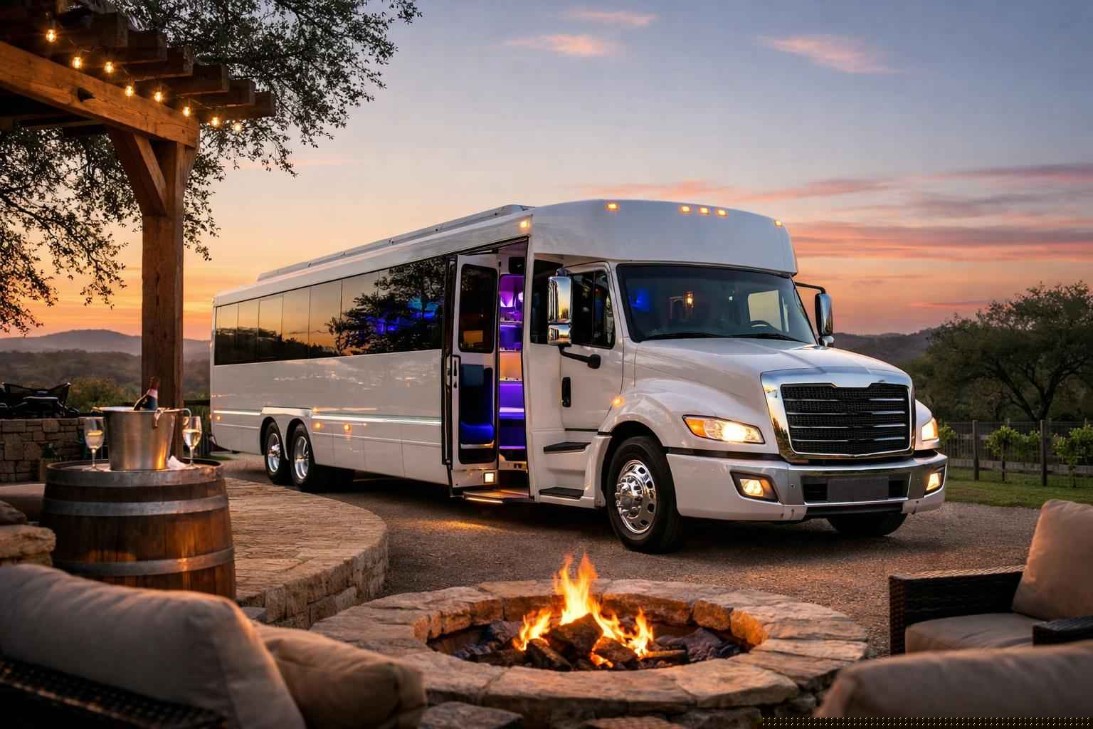 White Party Bus Rental In Dripping Springs Texas White Party Bus Rental Near Me Dripping Springs TX