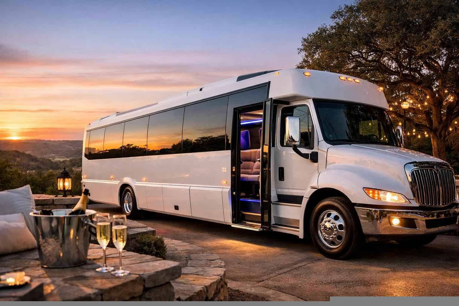 Liberty Hill Texas White Party Bus Rental