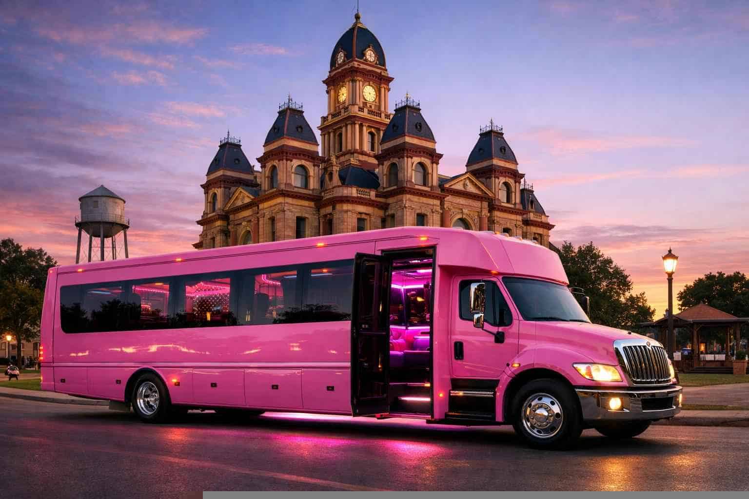 Lockhart Texas Pink Party Bus Rental