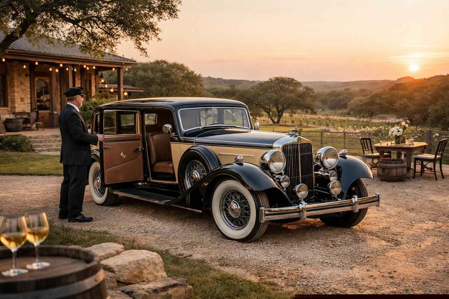Luxury Antique Vehicle Rental with Driver in Dripping Springs Texas
