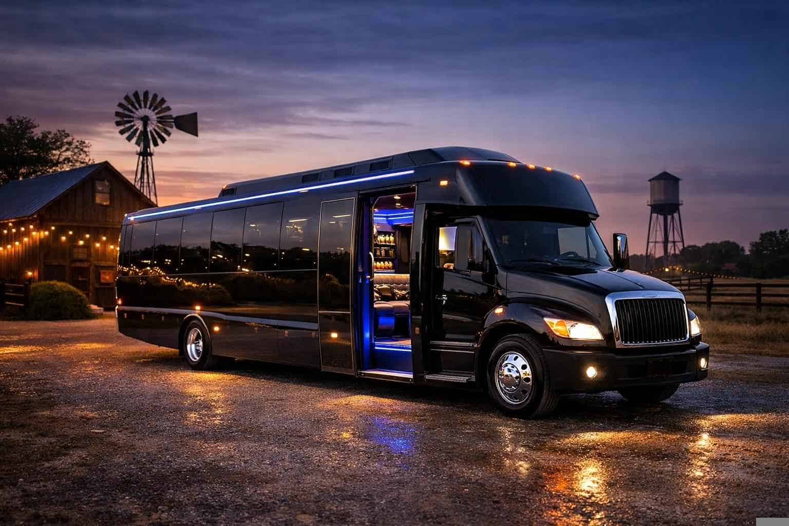 Luxury Black Party Bus Rental in Elgin Texas