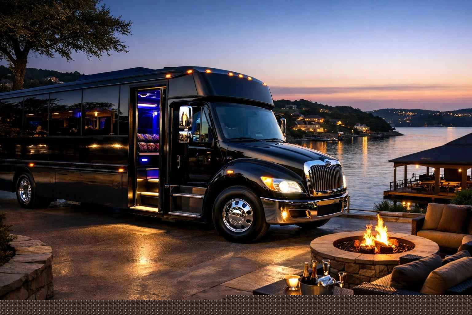 Luxury Black Party Bus Rental in Lakeway Texas