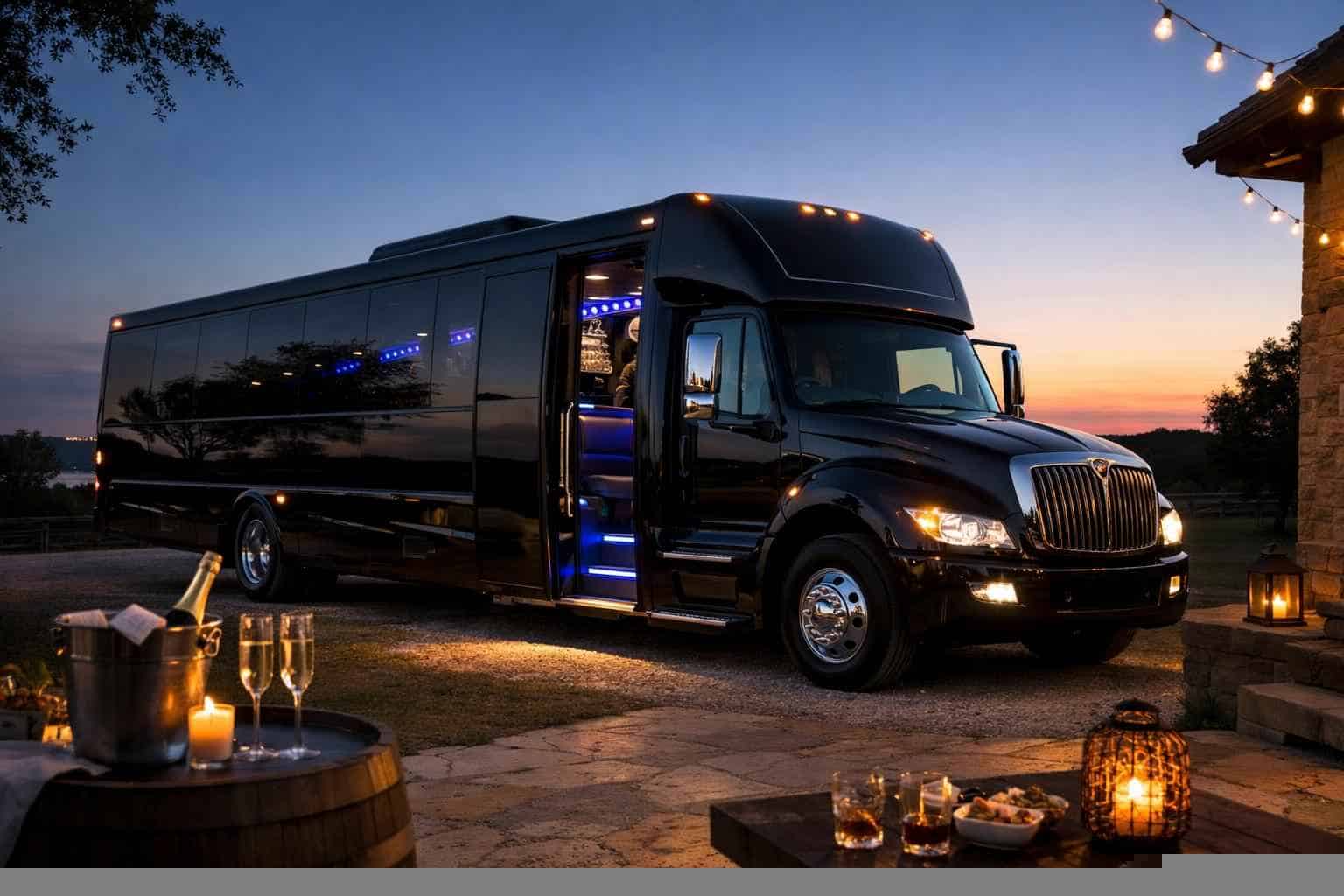 Luxury Black Party Bus Rental in Liberty Hill Texas