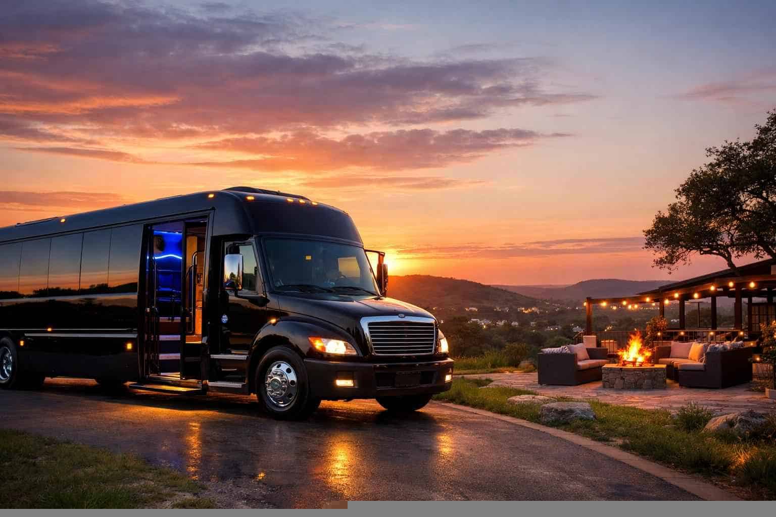 Luxury Black Party Bus Rental in Sunset Valley Texas