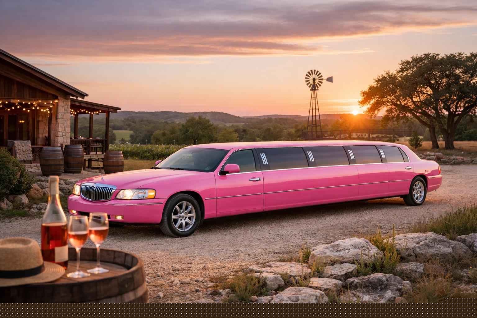 Luxury Pink Limo Rental in Dripping Springs Texas