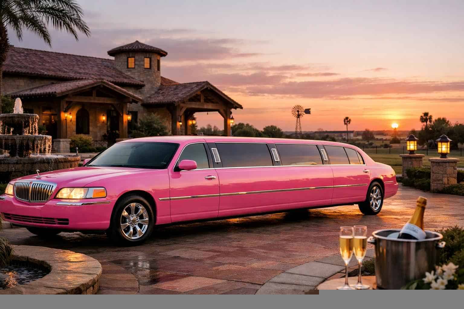 Luxury Pink Limo Rental in Elgin Texas