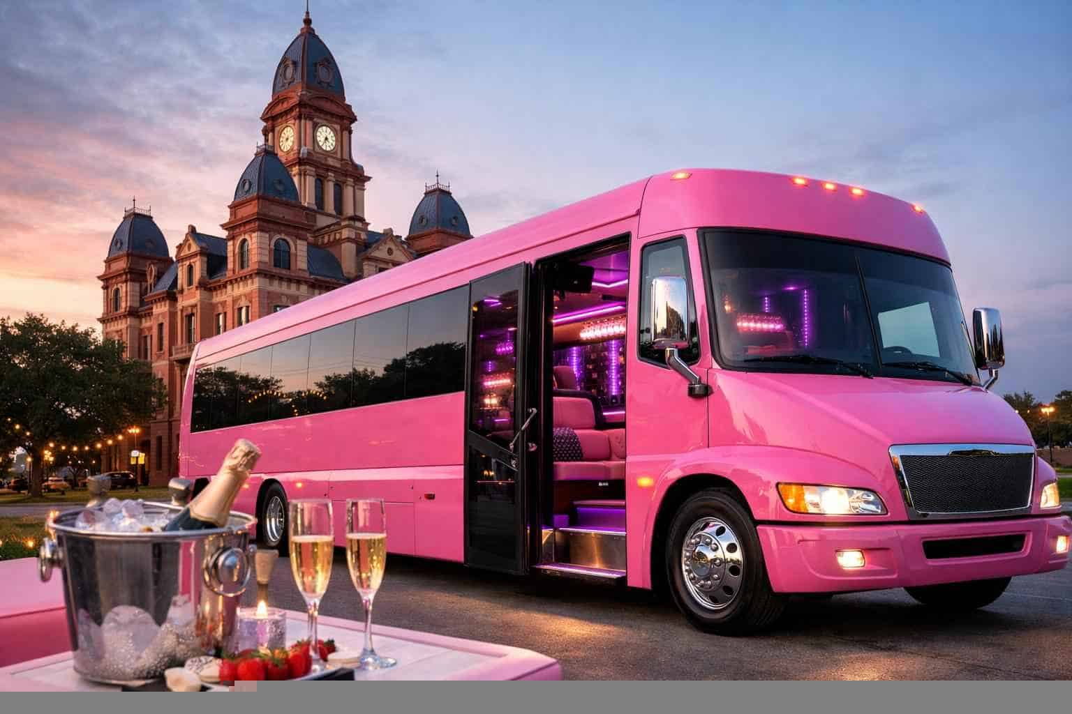 Luxury Pink Party Bus Rental In Lockhart Texas