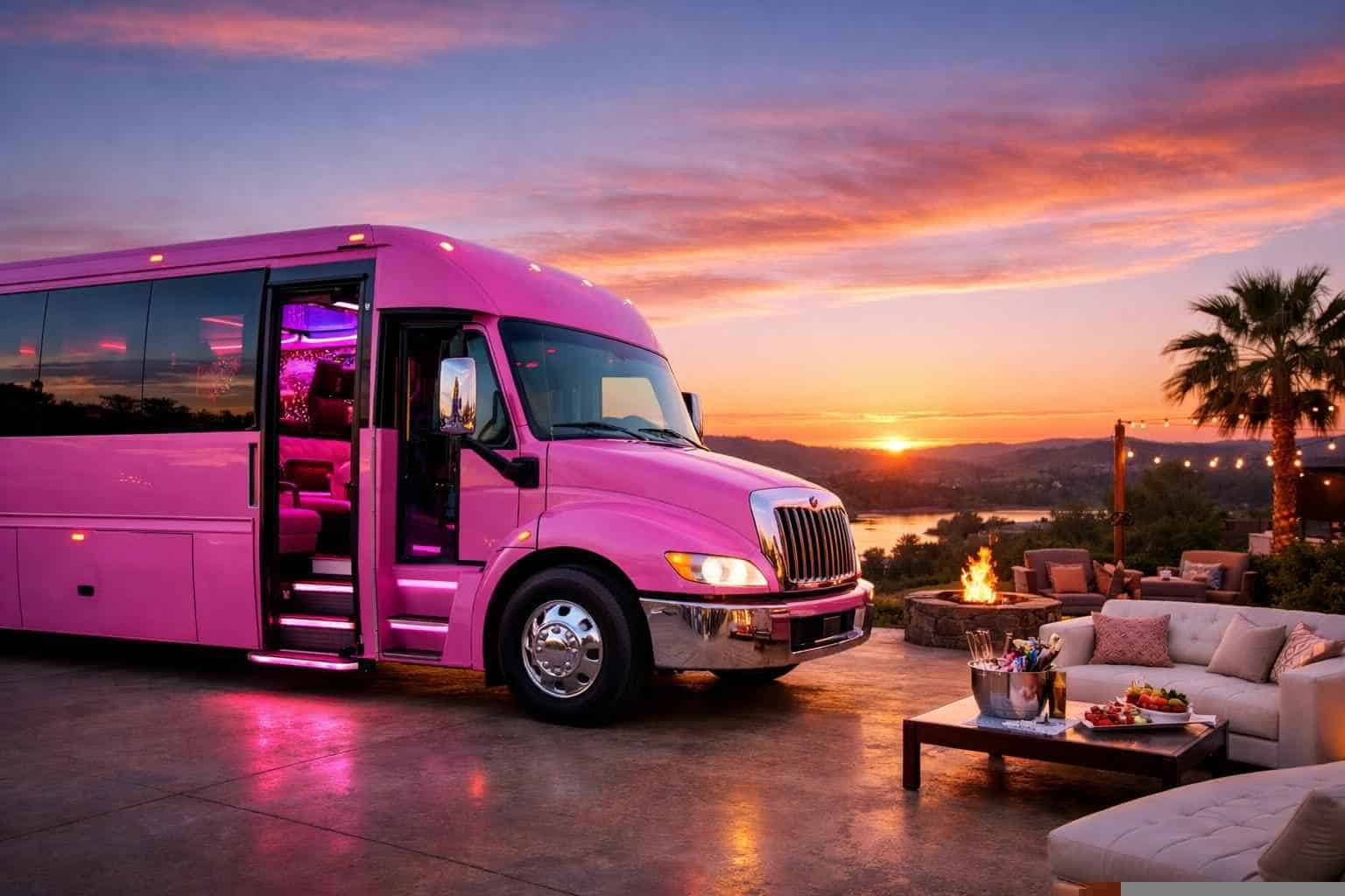 Pink Party Bus Rental In Sunset Valley Texas Luxury Pink Party Bus Rental in Sunset Valley Texas