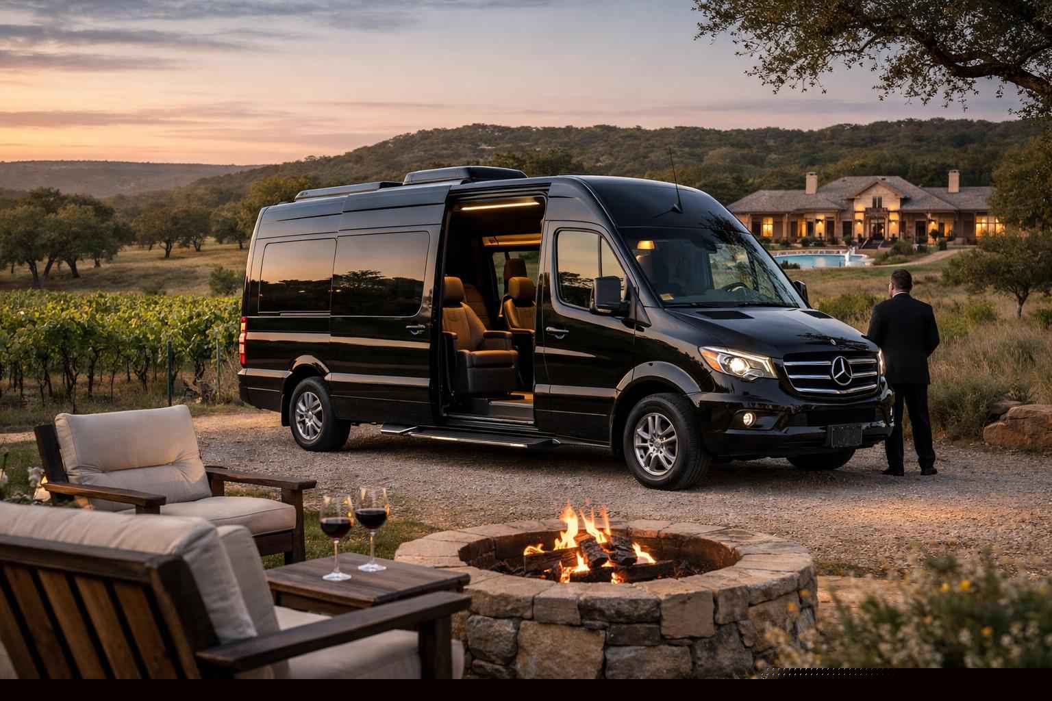 Luxury Sprinter Van Rental with Driver in Dripping Springs Texas