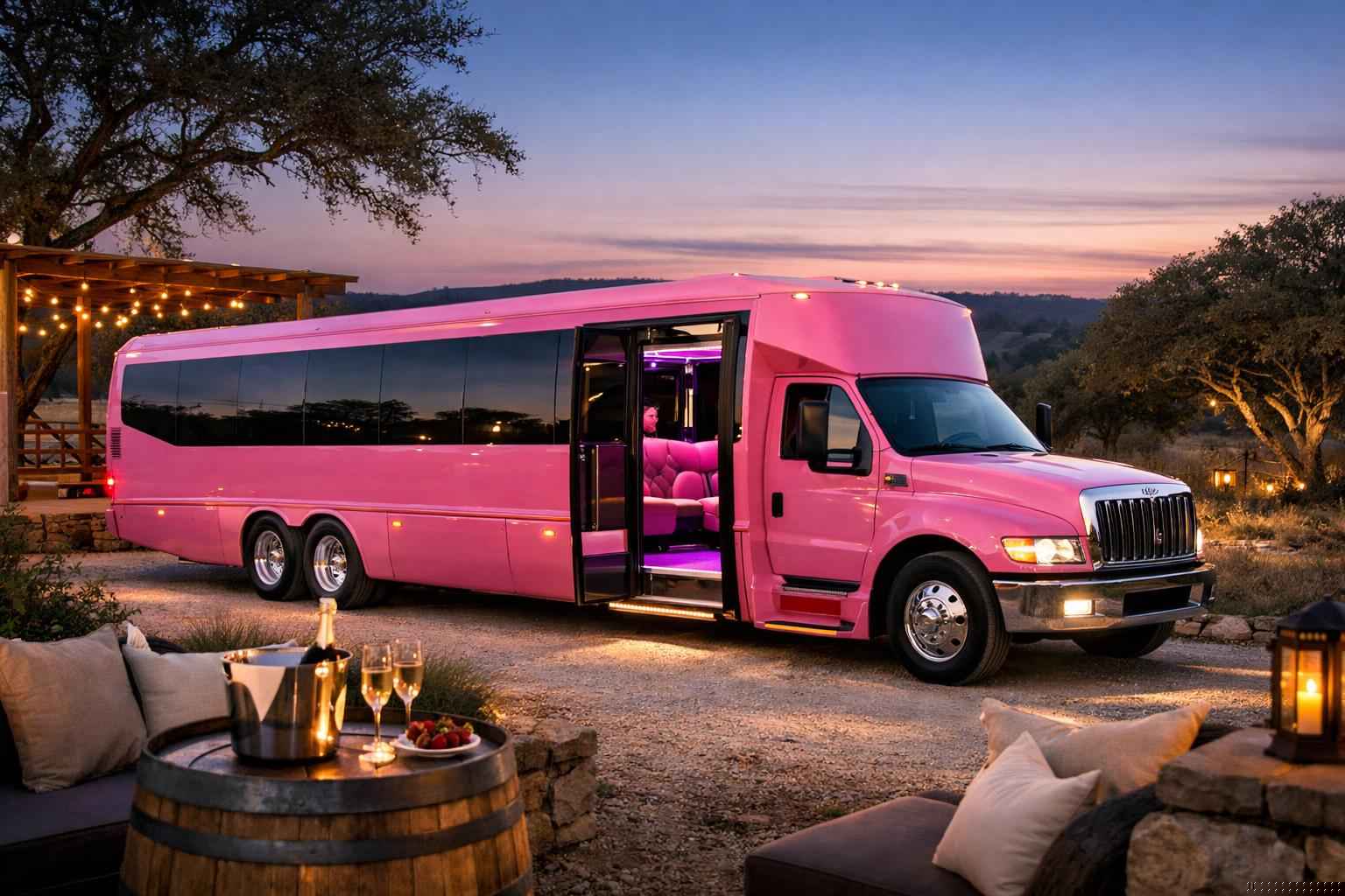 Pink Party Bus Rental Dripping Springs TX