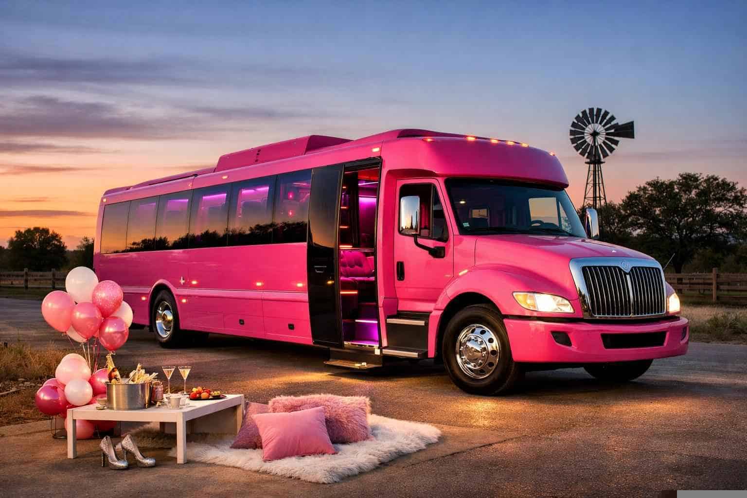 Pink Party Bus Rental Elgin TX