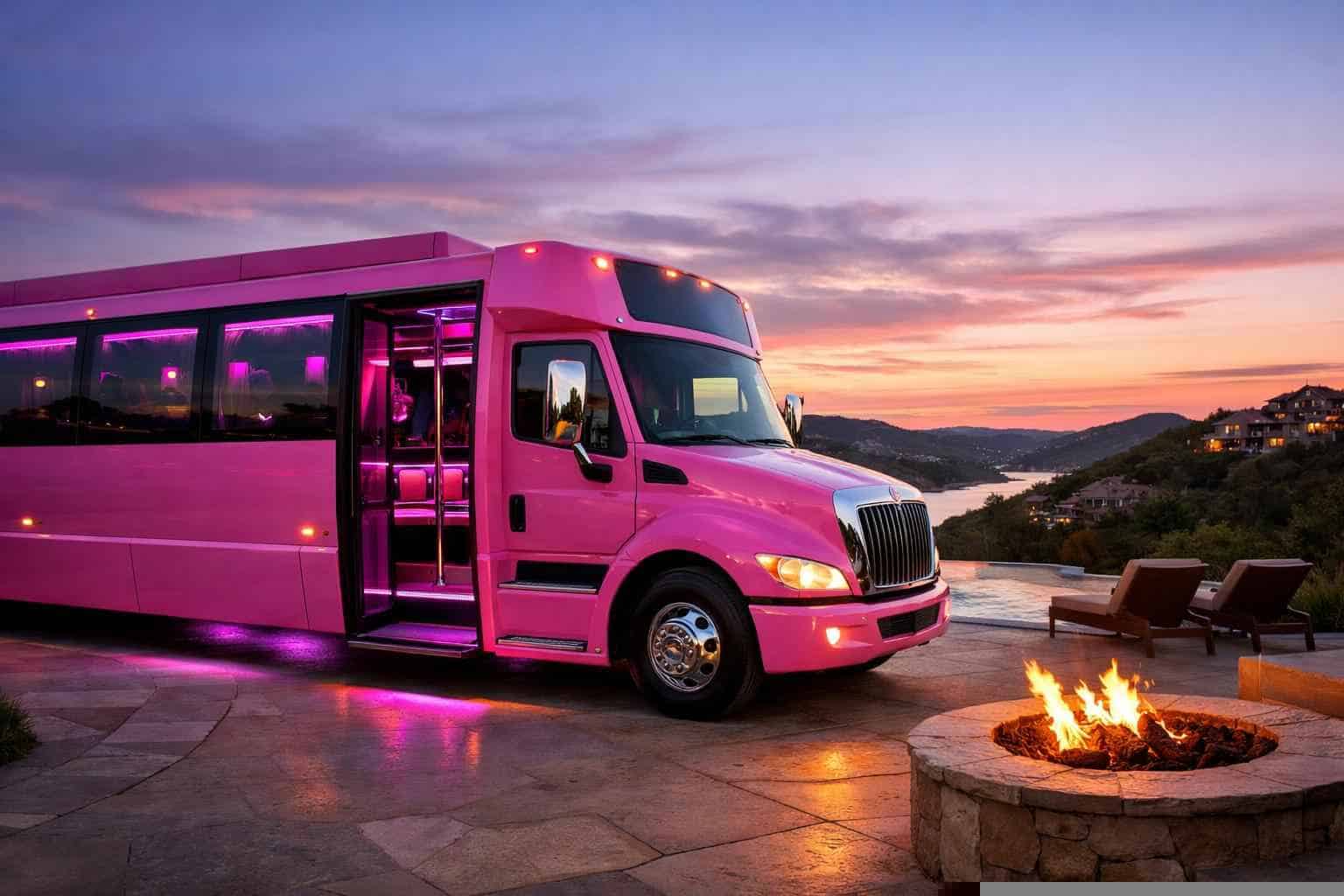 Pink Party Bus Rental Near Me Bee Cave TX