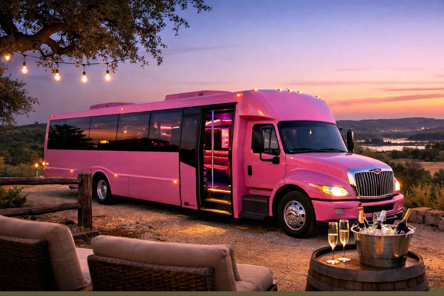 Pink Party Bus Rental Near Me Dripping Springs TX