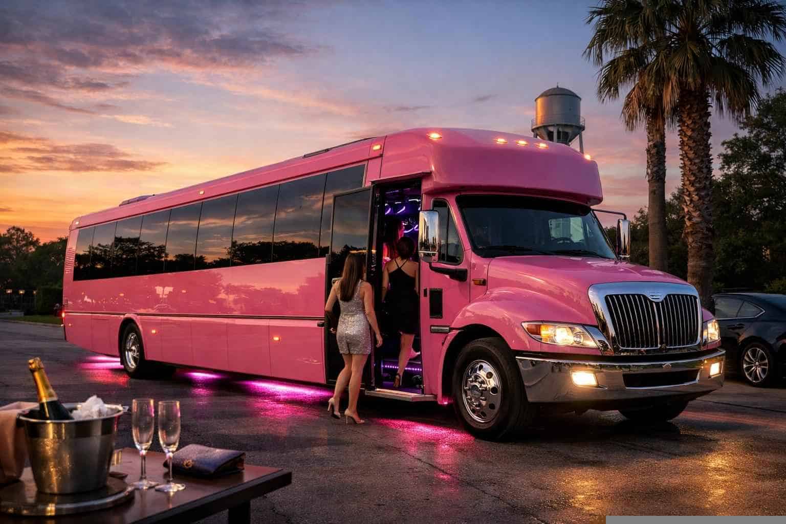 Pink Party Bus Rental Near Me Elgin TX