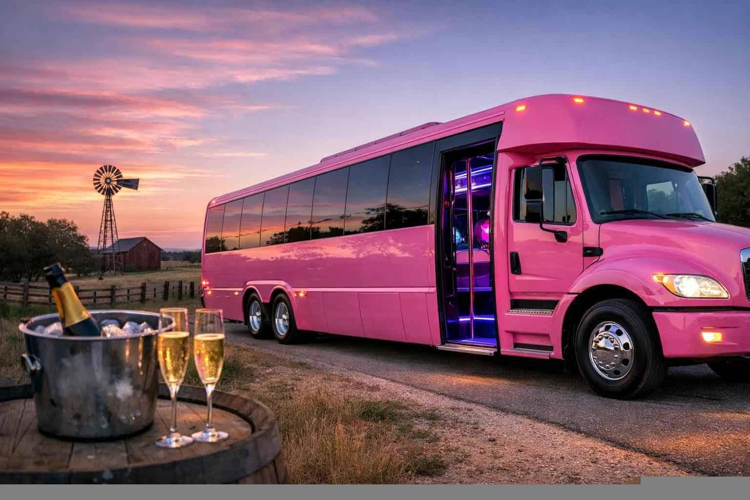 Pink Party Bus Rental Near Me Liberty Hill TX