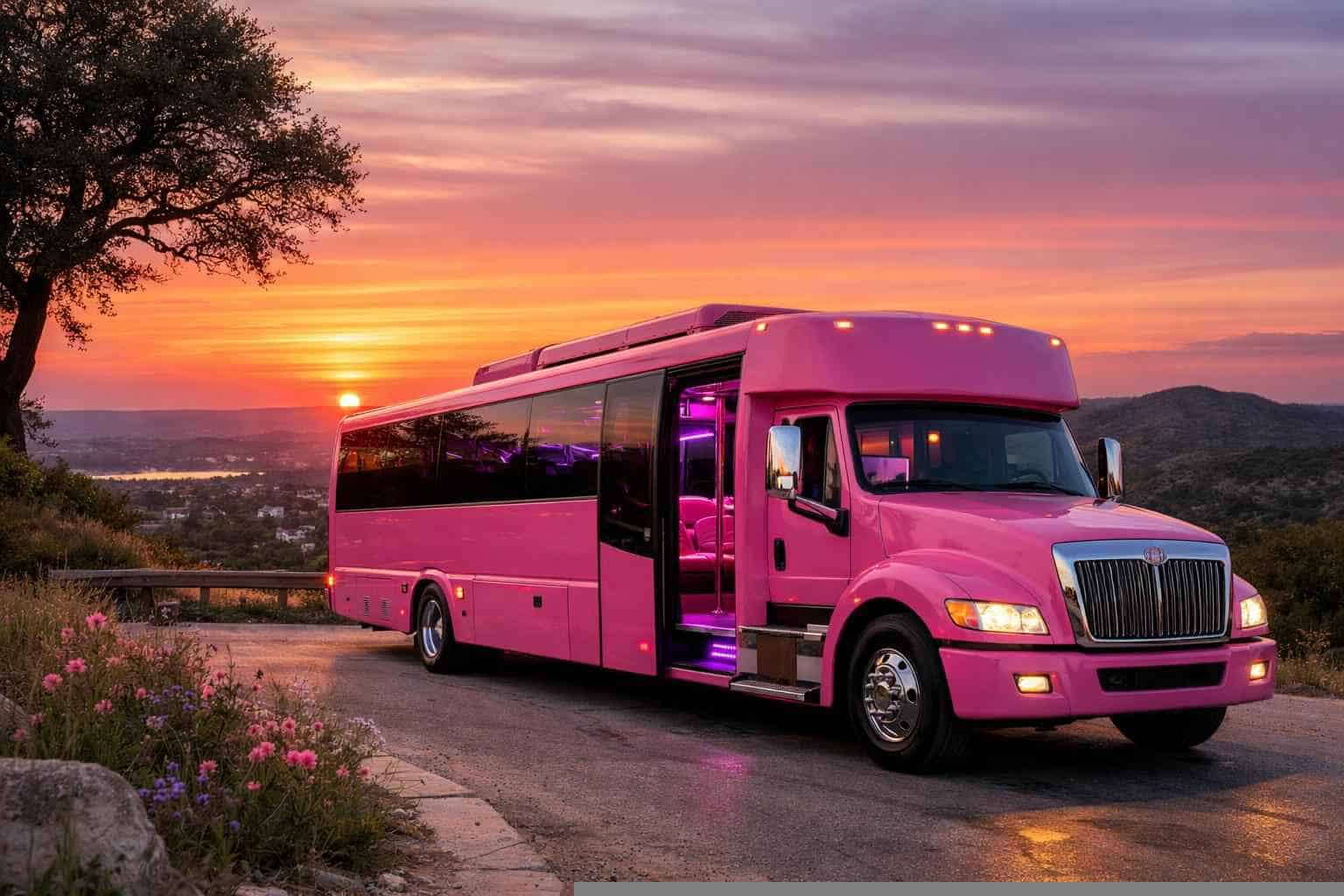 Pink Party Bus Rental In Sunset Valley Texas Pink Party Bus Rental Near Me Sunset Valley TX