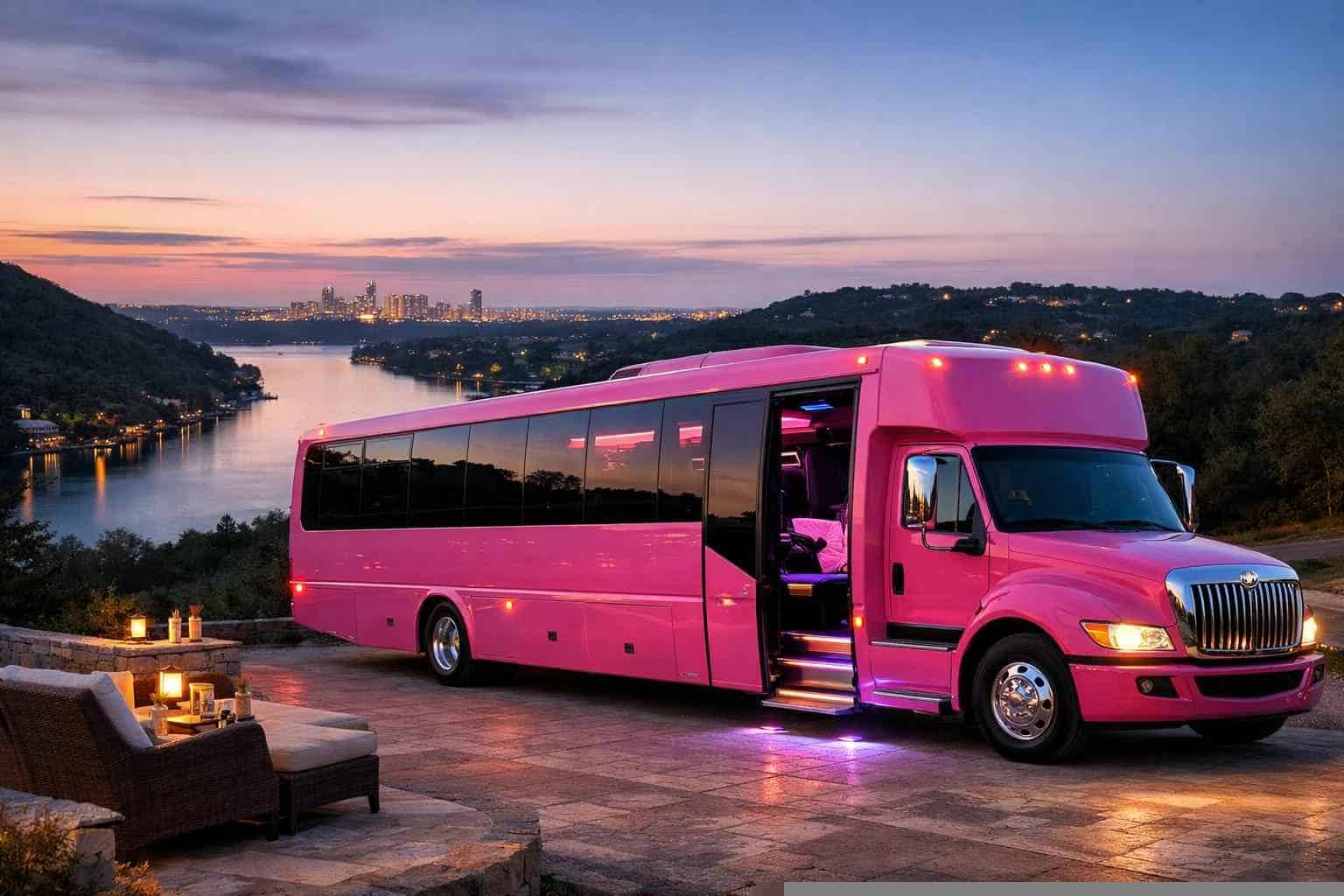 Pink Party Bus Rental Near Me West Lake Hills TX