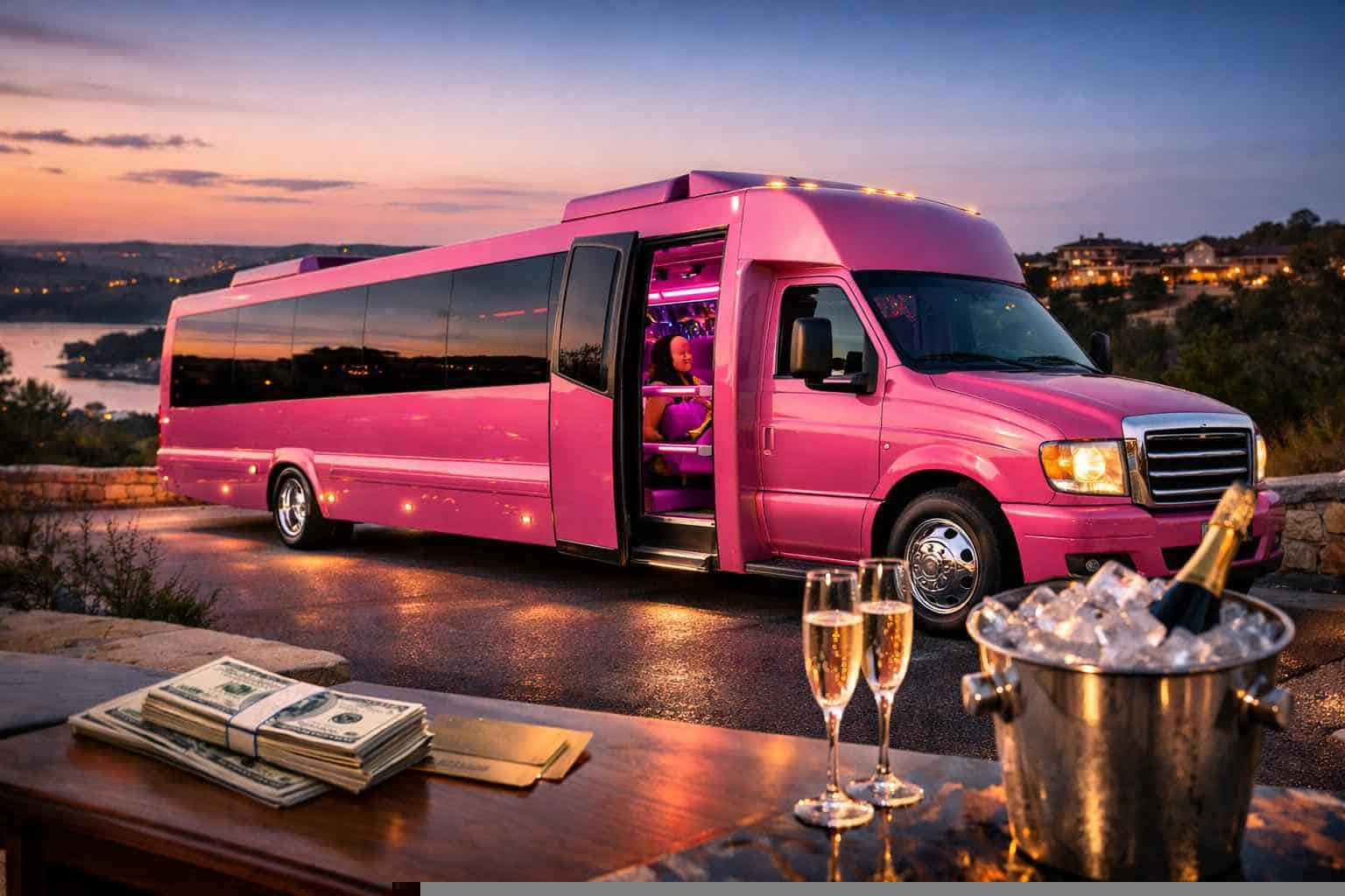 Pink Party Bus Rental Prices in Bee Cave TX