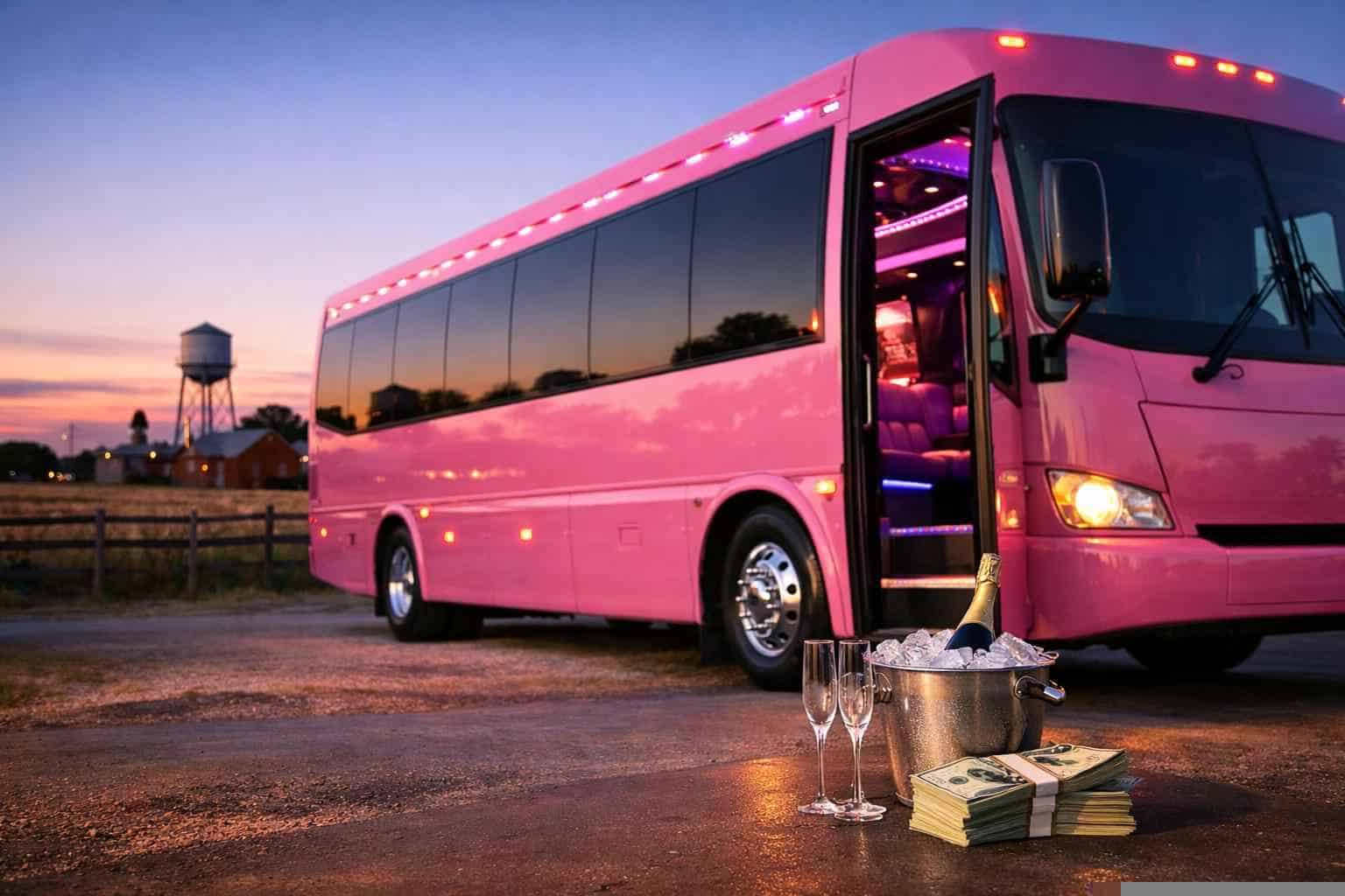 Pink Party Bus Rental Prices in Elgin TX