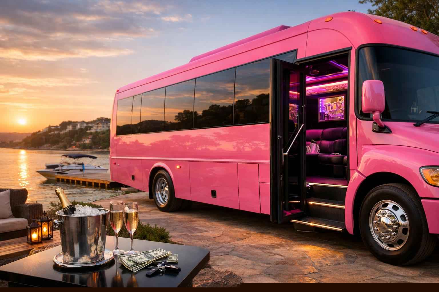 Pink Party Bus Rental Prices in Lakeway TX