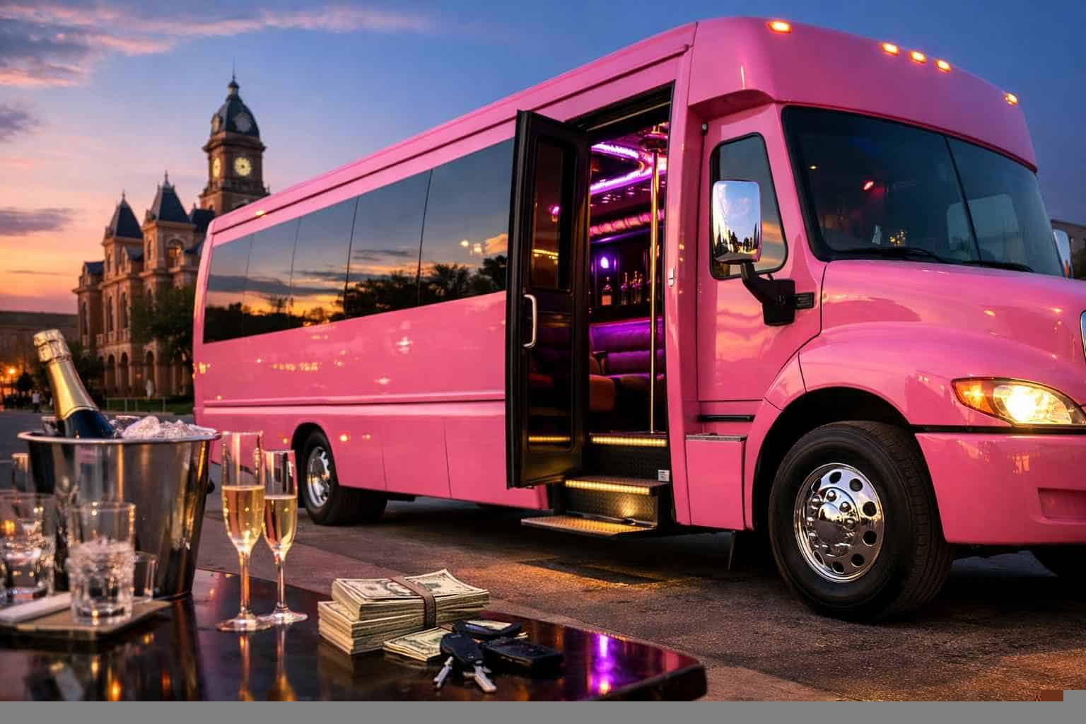 Pink Party Bus Rental Prices In Lockhart TX
