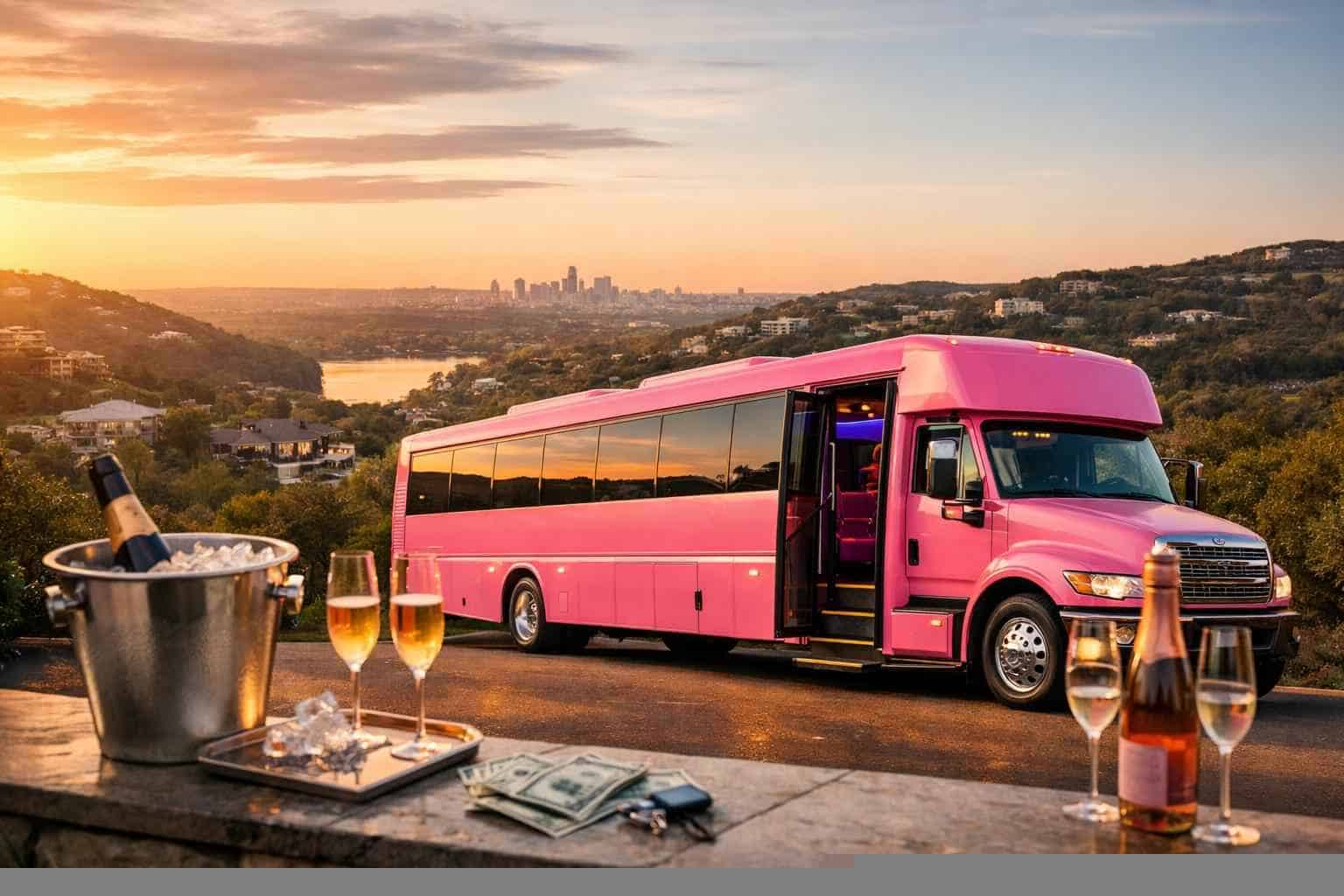 Pink Party Bus Rental Prices in West Lake Hills TX