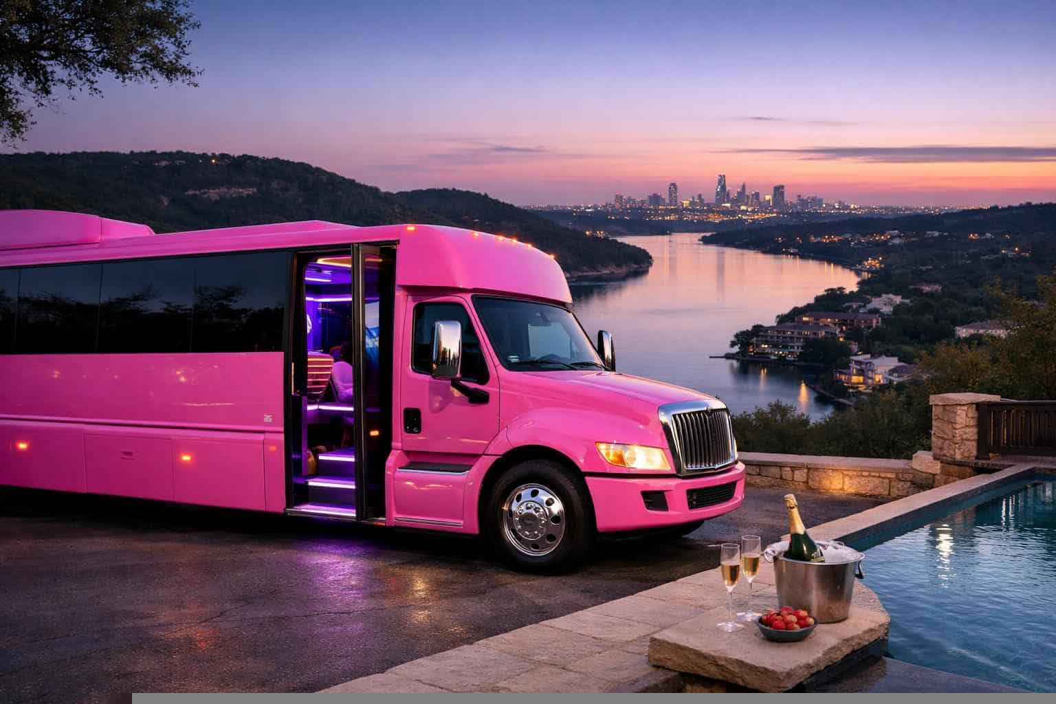 Pink Party Bus Rental Services in West Lake Hills Texas