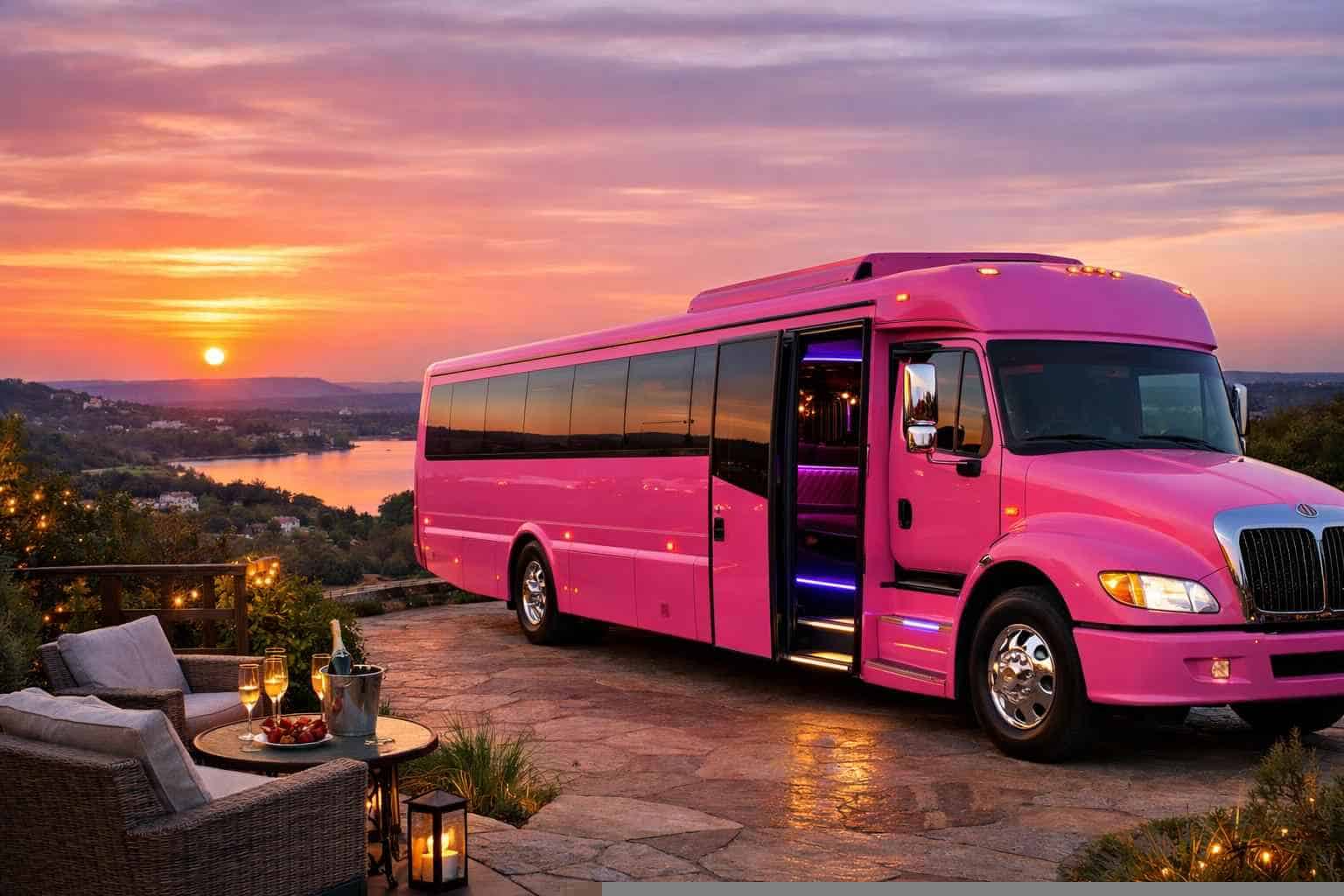 Pink Party Bus Rental In Sunset Valley Texas Pink Party Bus Rental Sunset Valley TX