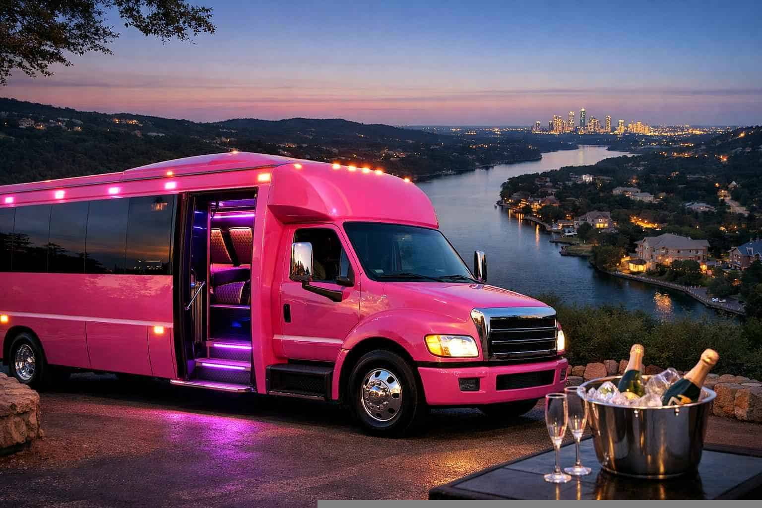 Pink Party Bus Rental West Lake Hills TX