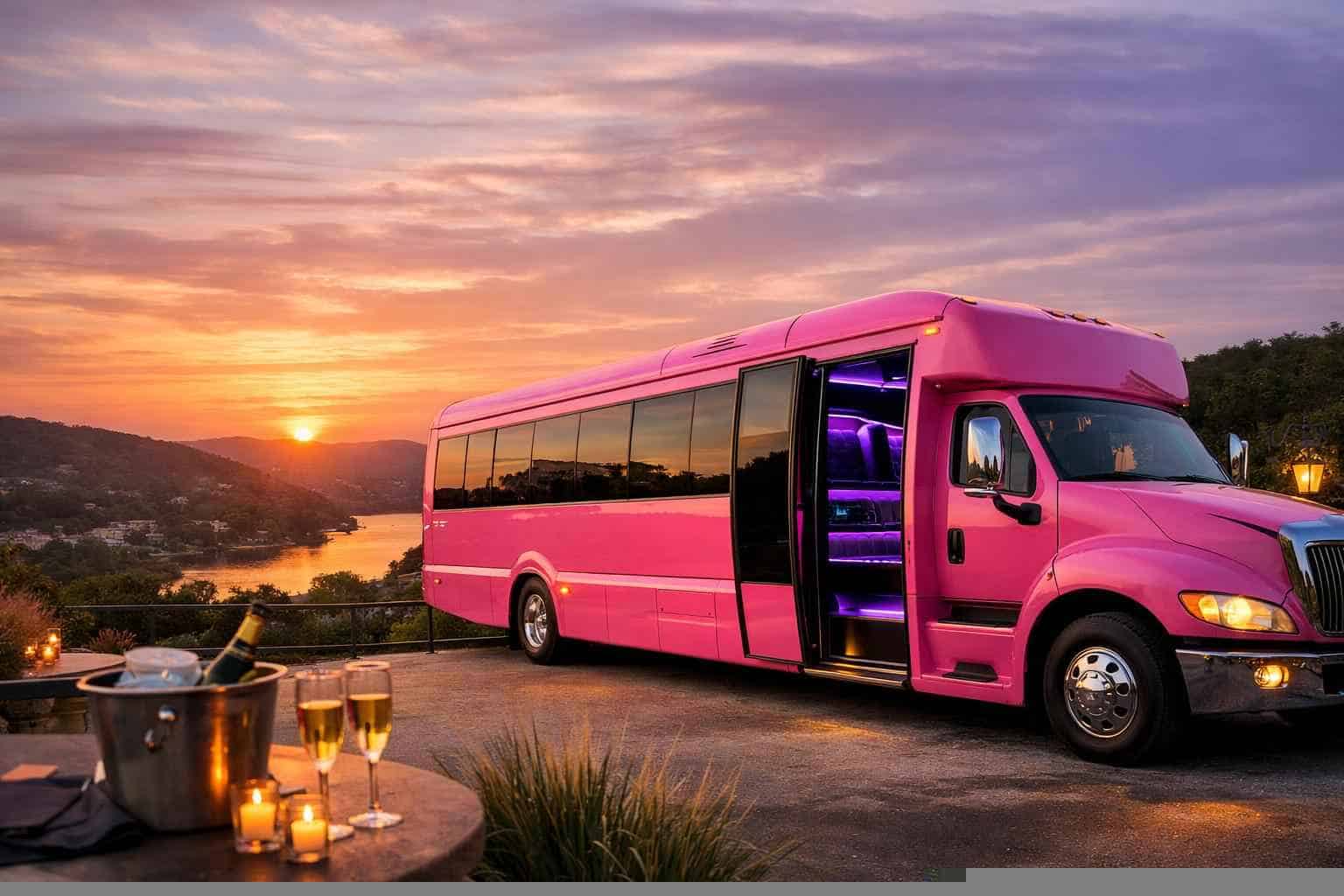 Pink Party Bus Rental In Sunset Valley Texas Pink Party Bus Service Sunset Valley TX
