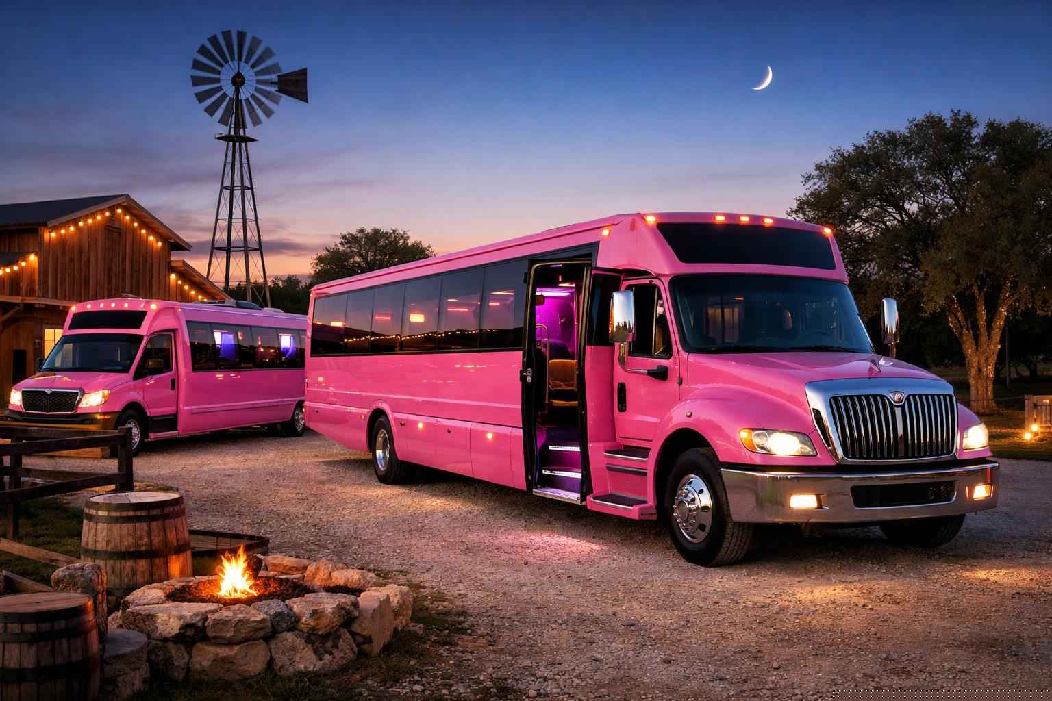 Pink Party Buses in Bastrop Texas