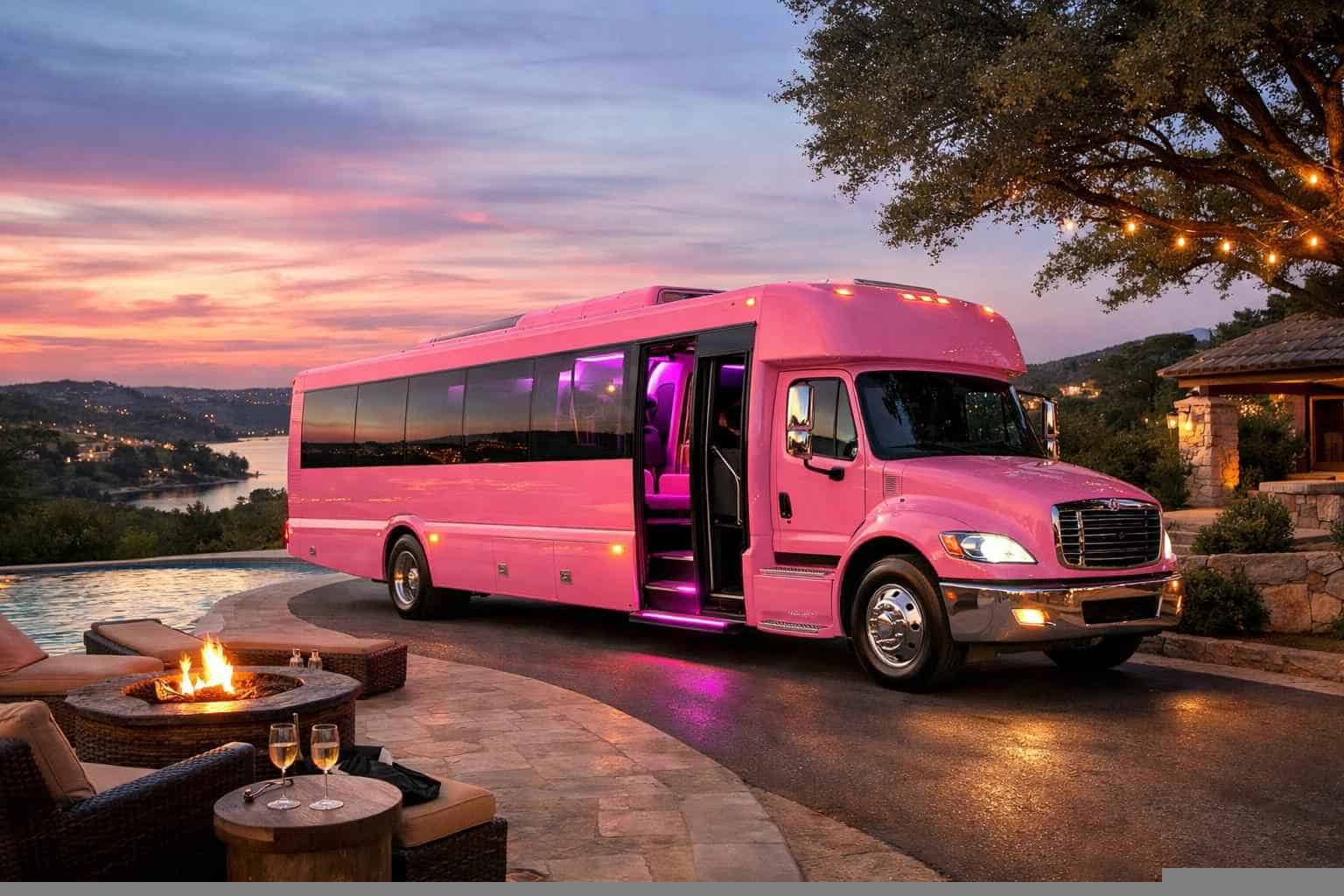 Pink Party Buses in Bee Cave Texas