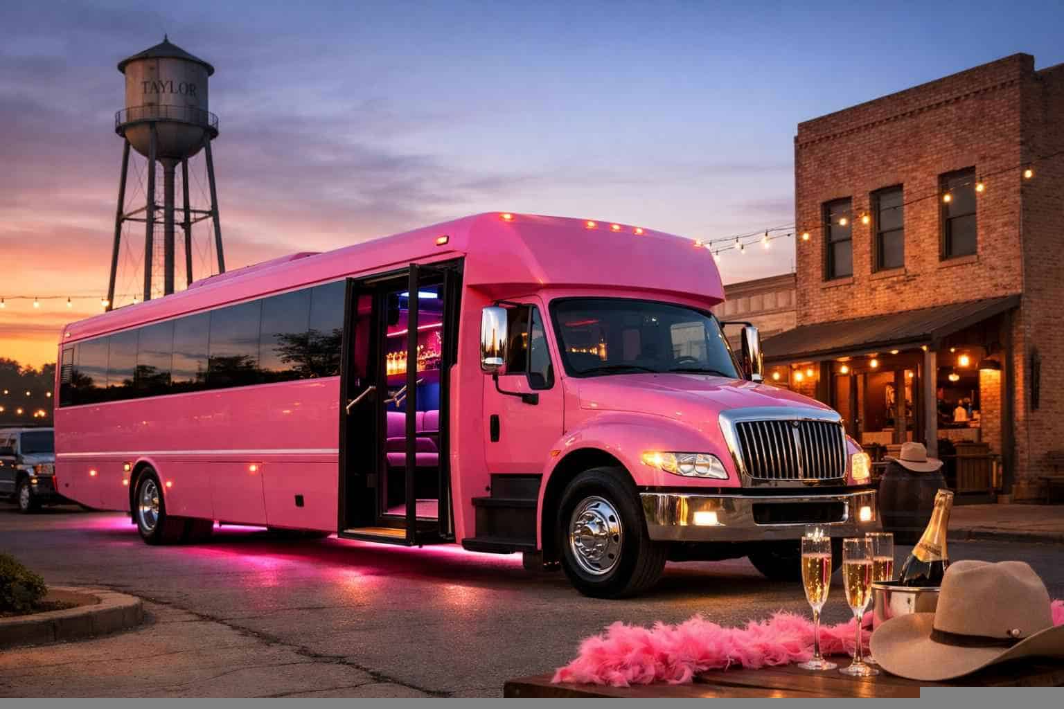 Pink Party Bus Rental In Taylor Texas Pink Party Buses in Taylor Texas