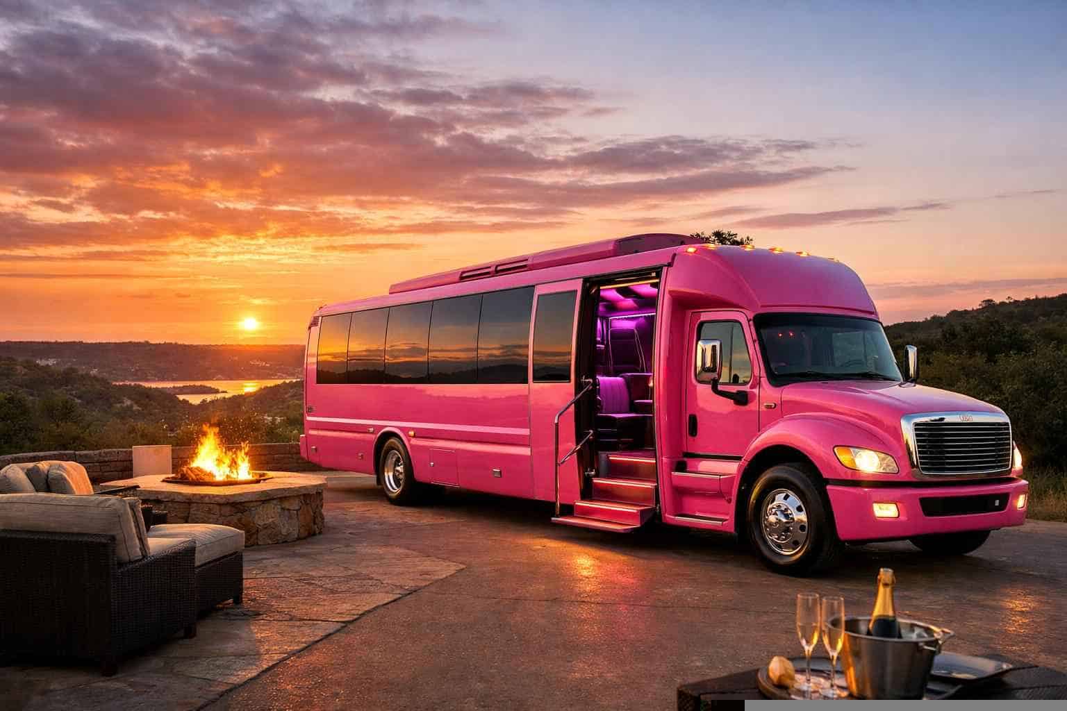 Pink Party Bus Rental In Sunset Valley Texas Sunset Valley Texas Pink Party Bus Rental