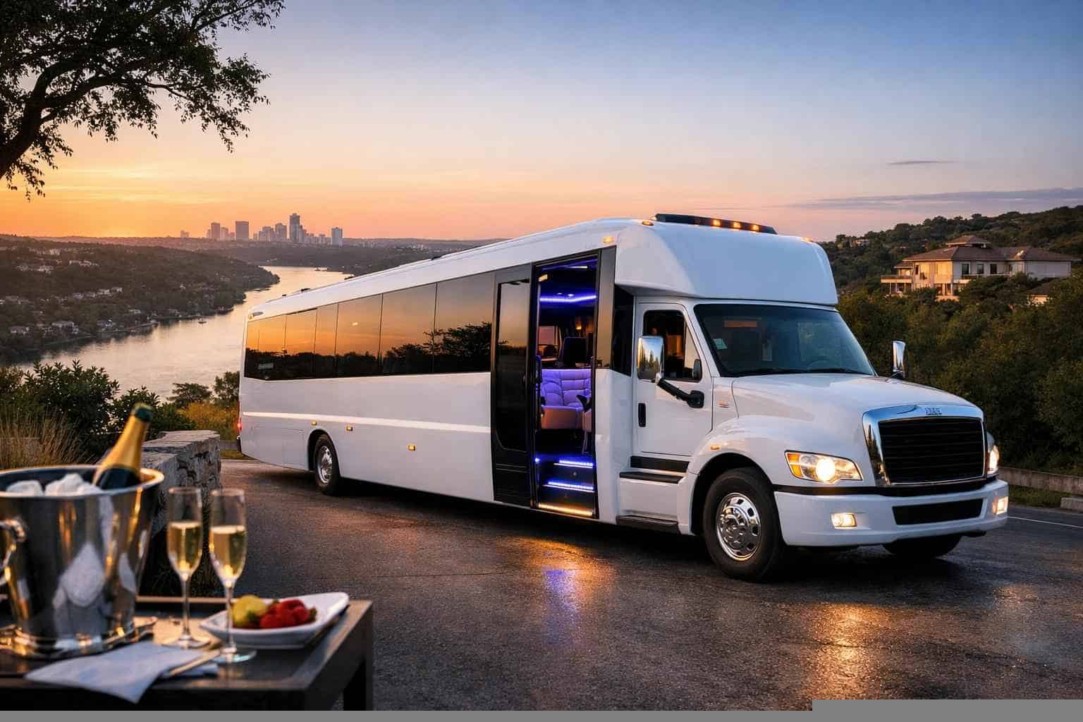 West Lake Hills Texas White Party Bus Rental