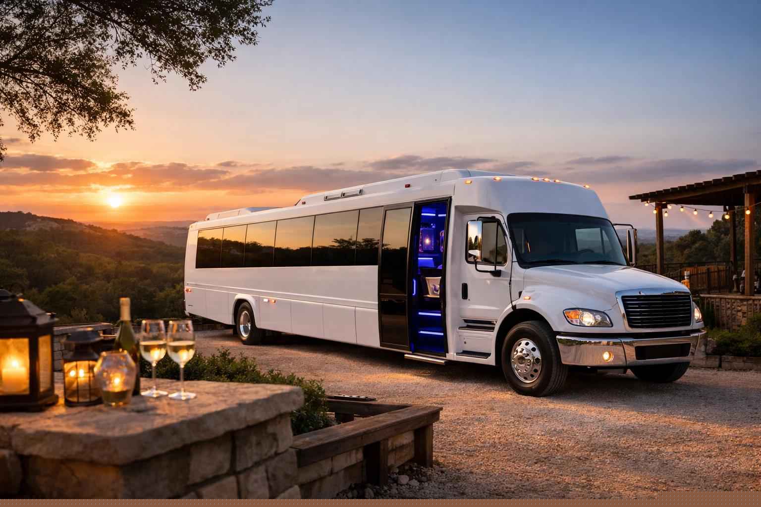 White Party Bus Rental In Dripping Springs Texas White Party Buses in Dripping Springs Texas