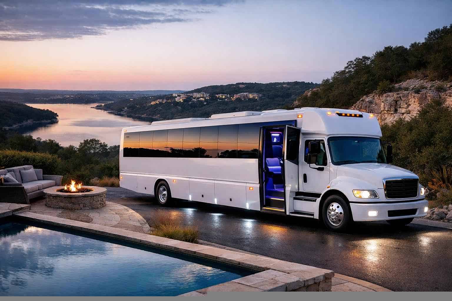 White Party Bus Rental Near Me Bee Cave TX