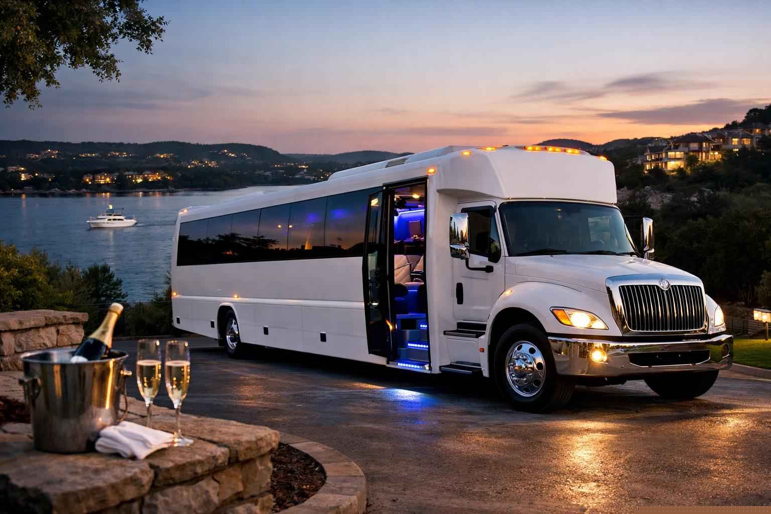 White Party Bus Rental Near Me Lakeway TX