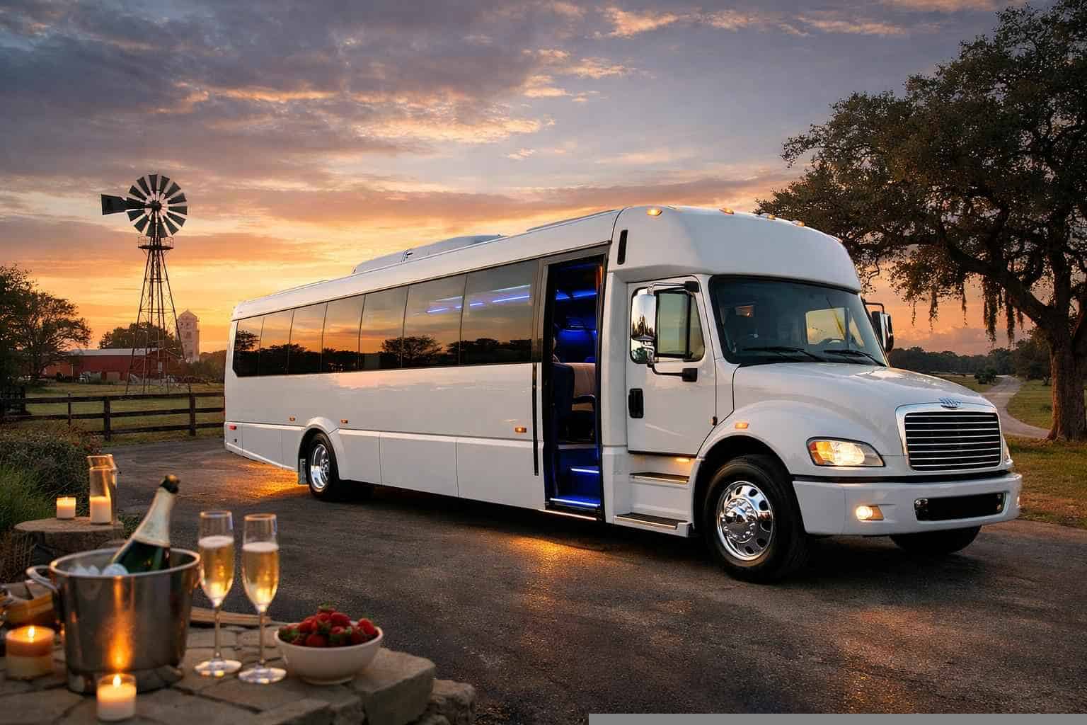White Party Bus Rental Near Me Lockhart TX